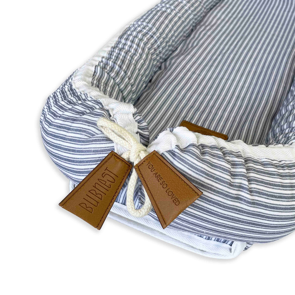 Organic Baby Nest Cover - Nautical Stripe Linen