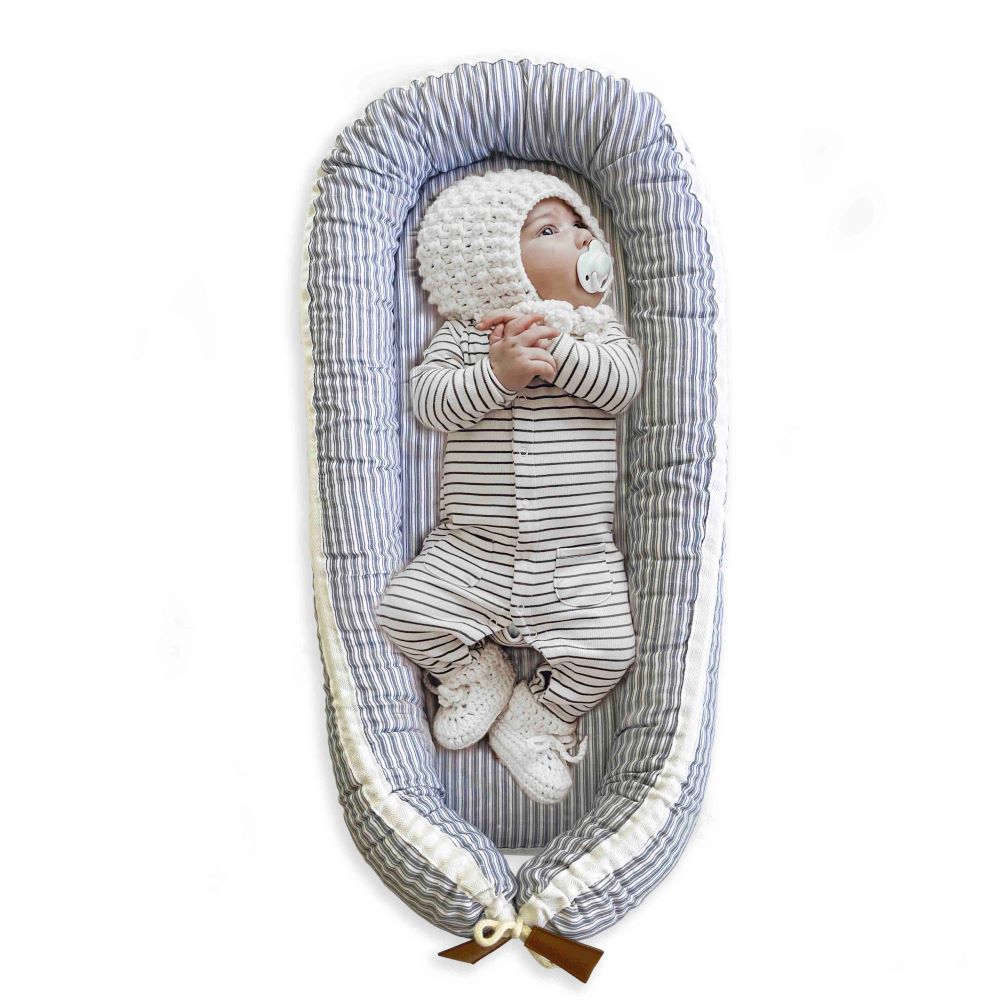 Linen Baby Nest - Nautical Stripe Linen
