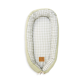 Baby Nest Cover - Linen Sage + Cream Gingham