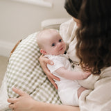 Organic Nursing Pillow in Sage + Cream Gingham