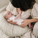 Organic Nursing Pillow in Sage + Cream Gingham