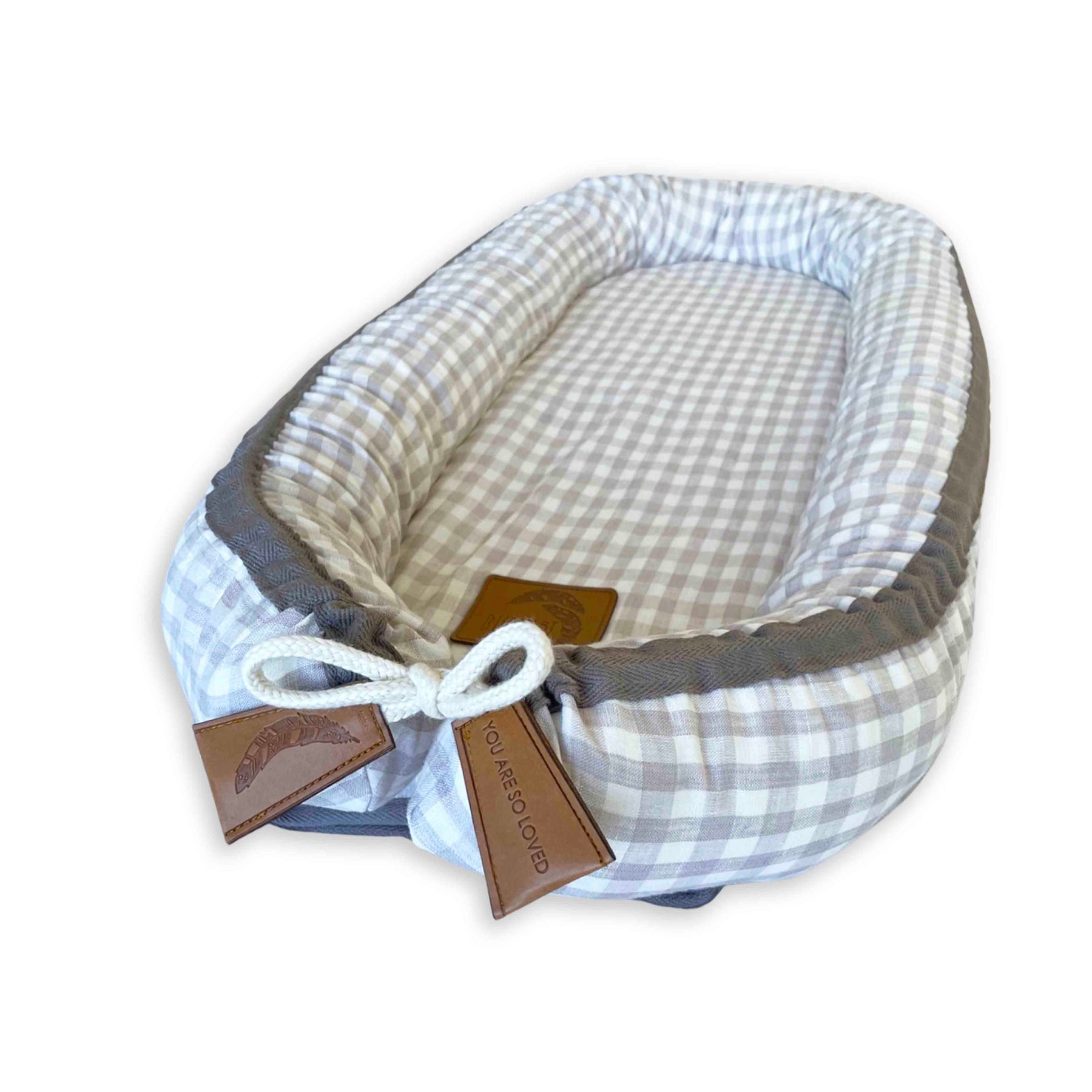 Baby Nest Cover - Soft Grey Gingham