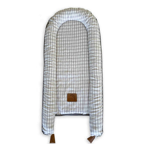Baby Nest Cover - Soft Grey Gingham